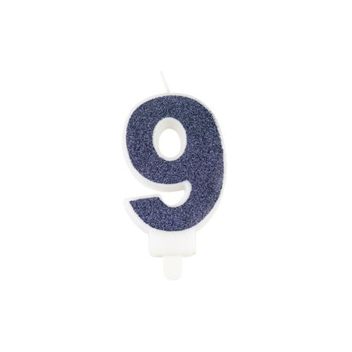 Bougie chiffre bleu marine et paillettes