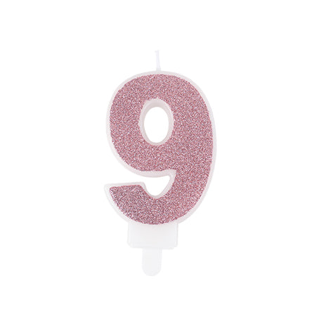 Bougie chiffre rose et paillettes