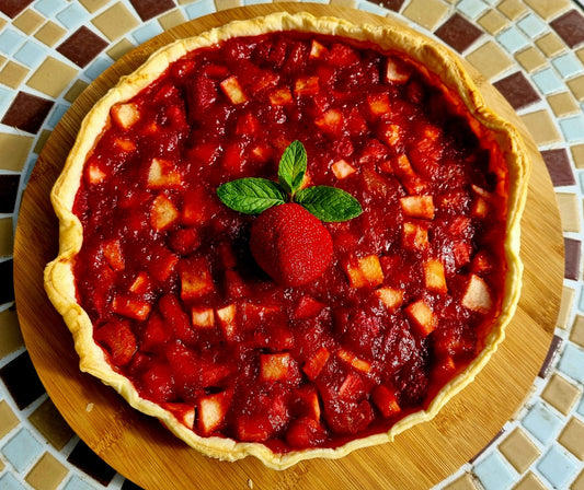 Tarte pomme fraise rhubarbe