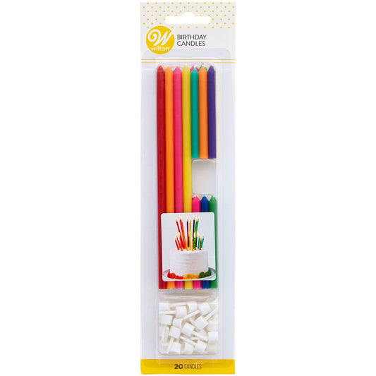 Wilton - 20 petites et grandes bougies multicolors