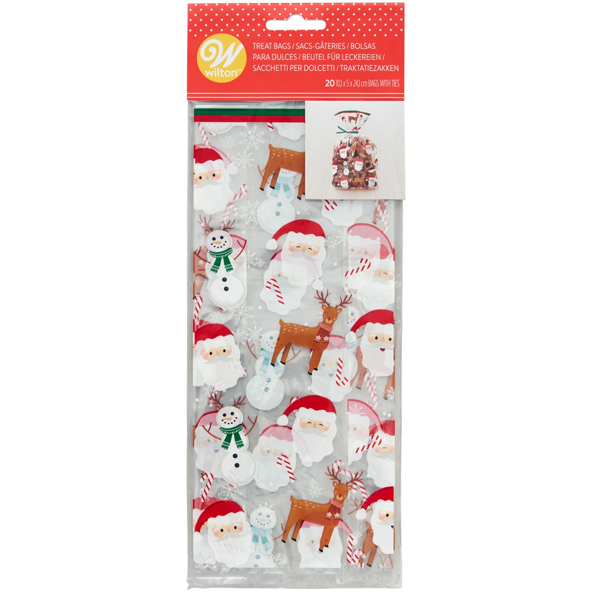 Wilton - 20 sachets à friandises père noël, bonhomme de neige et renne