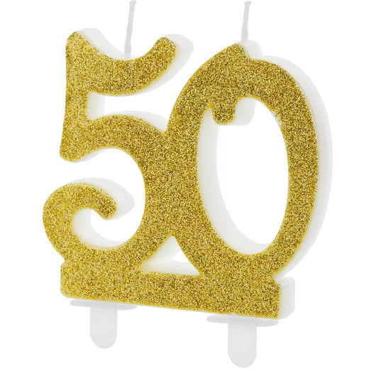 PartyDéco - Bougies d'anniversaire 50 Or